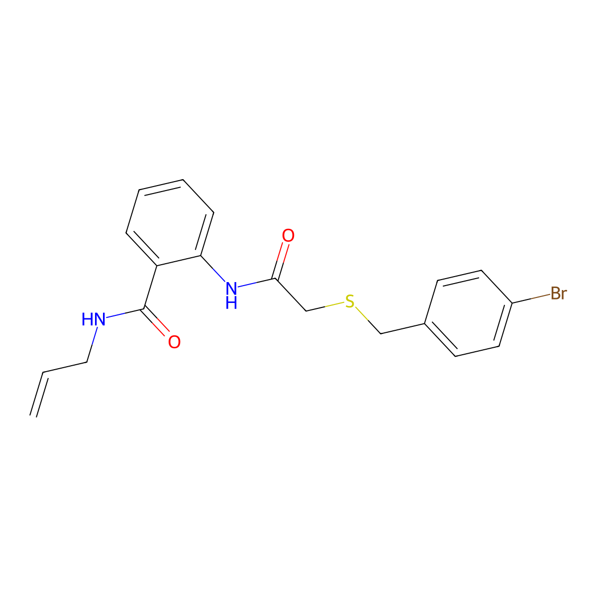 2-[[2-[(4-bromophenyl)methylsulfanyl]acetyl]amino]-N-prop-2-enylbenzamide molecular structure, CAS 831229-67-5