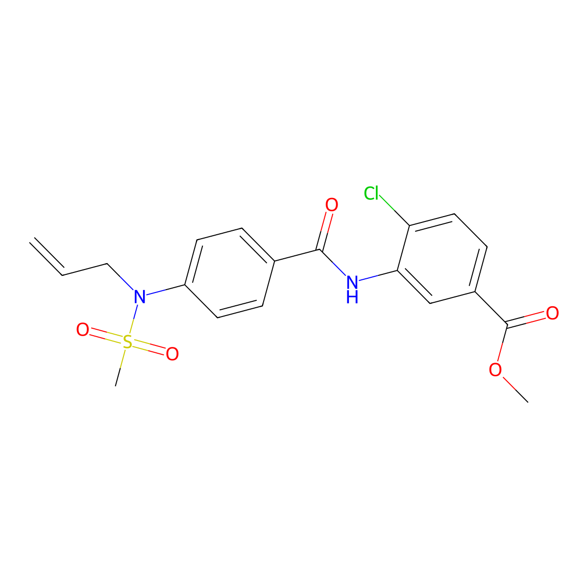 Methyl 4-chloro-3-[({4-[(methylsulfonyl)(prop-2-en-1-yl)amino]phenyl}carbonyl)amino]benzoate molecular structure, CAS 831229-69-7