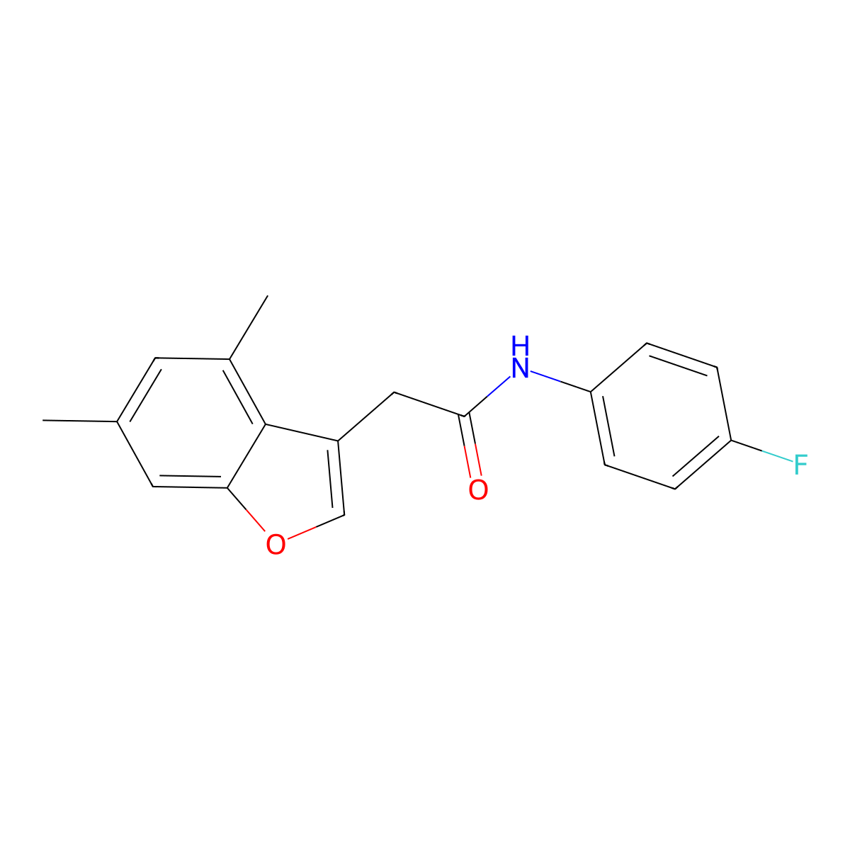 2-(4,6-dimethyl-1-benzofuran-3-yl)-N-(4-fluorophenyl)acetamide molecular structure, CAS 831229-81-3