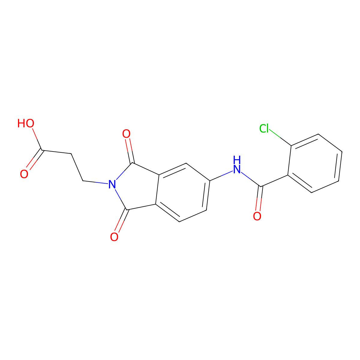 3-(5-{[(2-chlorophenyl)carbonyl]amino}-1,3-dioxo-1,3-dihydro-2H-isoindol-2-yl)propanoic acid molecular structure, CAS 831229-94-8