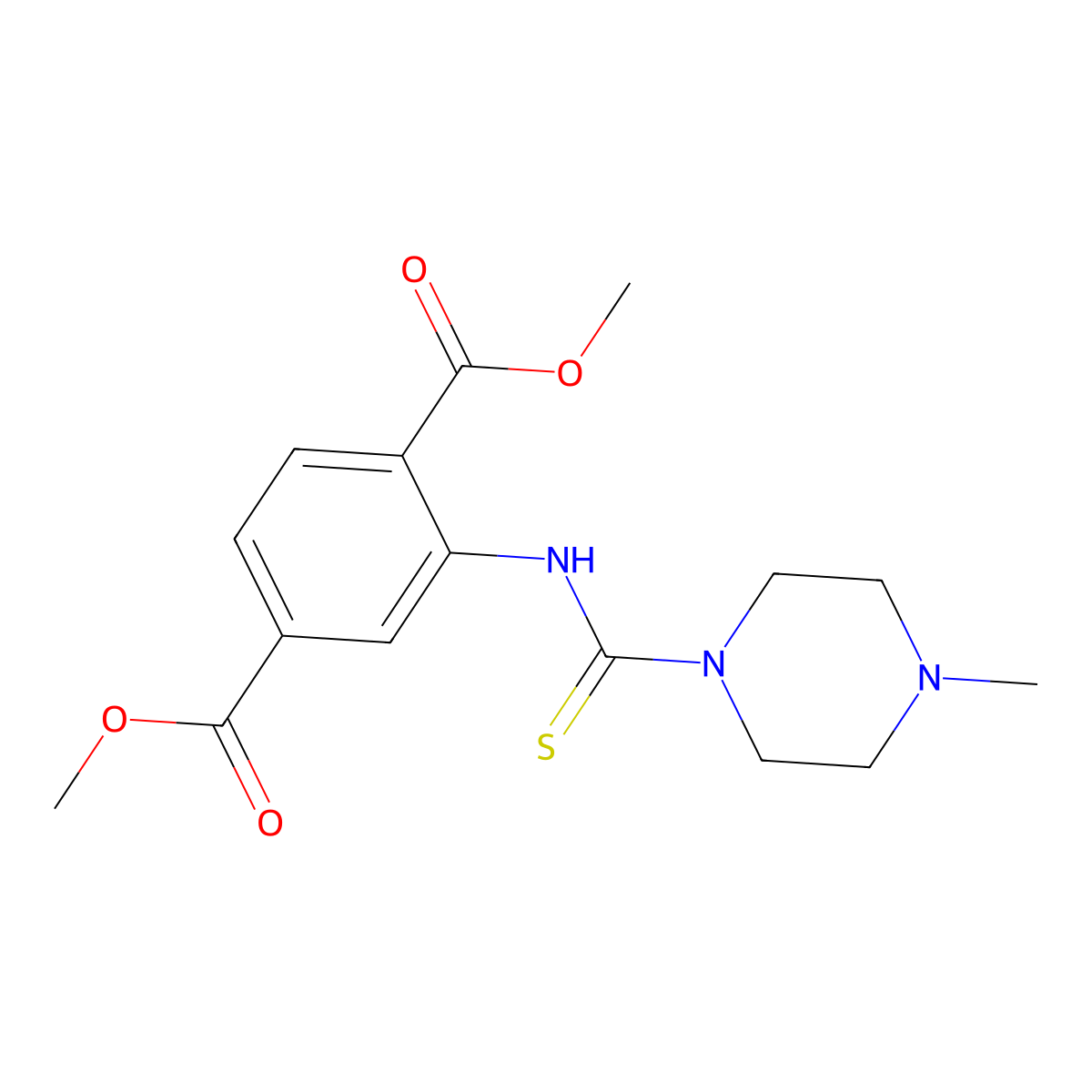 2-[[(4-Methyl-1-piperazinyl)-sulfanylidenemethyl]amino]benzene-1,4-dicarboxylic acid dimethyl ester molecular structure, CAS 831229-99-3