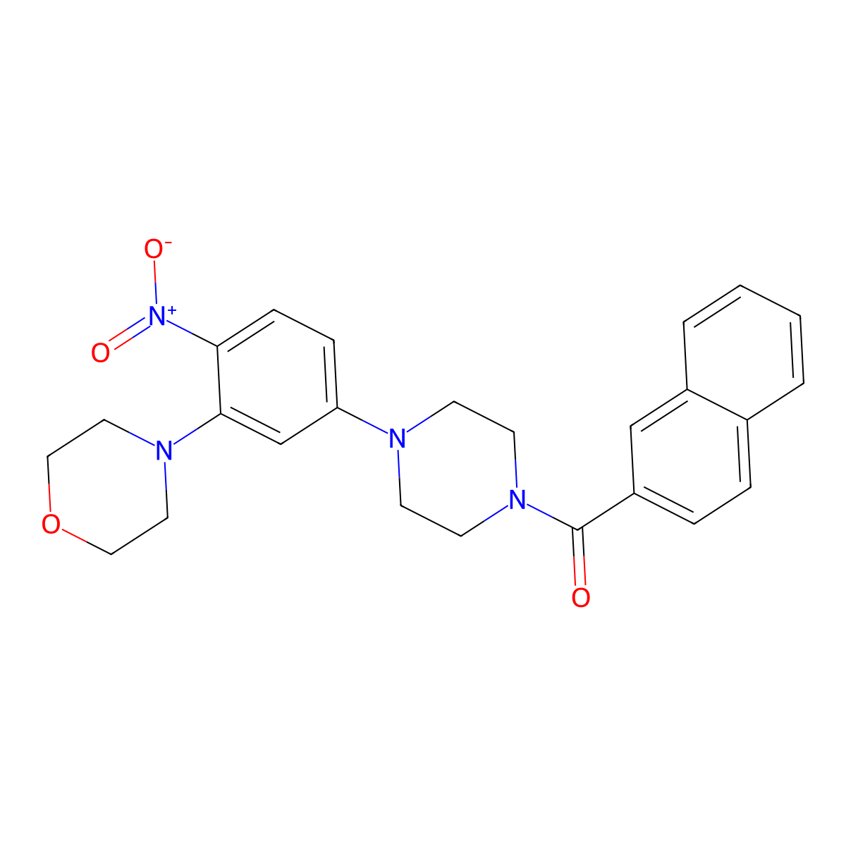 4-{5-[4-(2-Naphthoyl)-1-piperazinyl]-2-nitrophenyl}morpholine molecular structure, CAS 831230-19-4