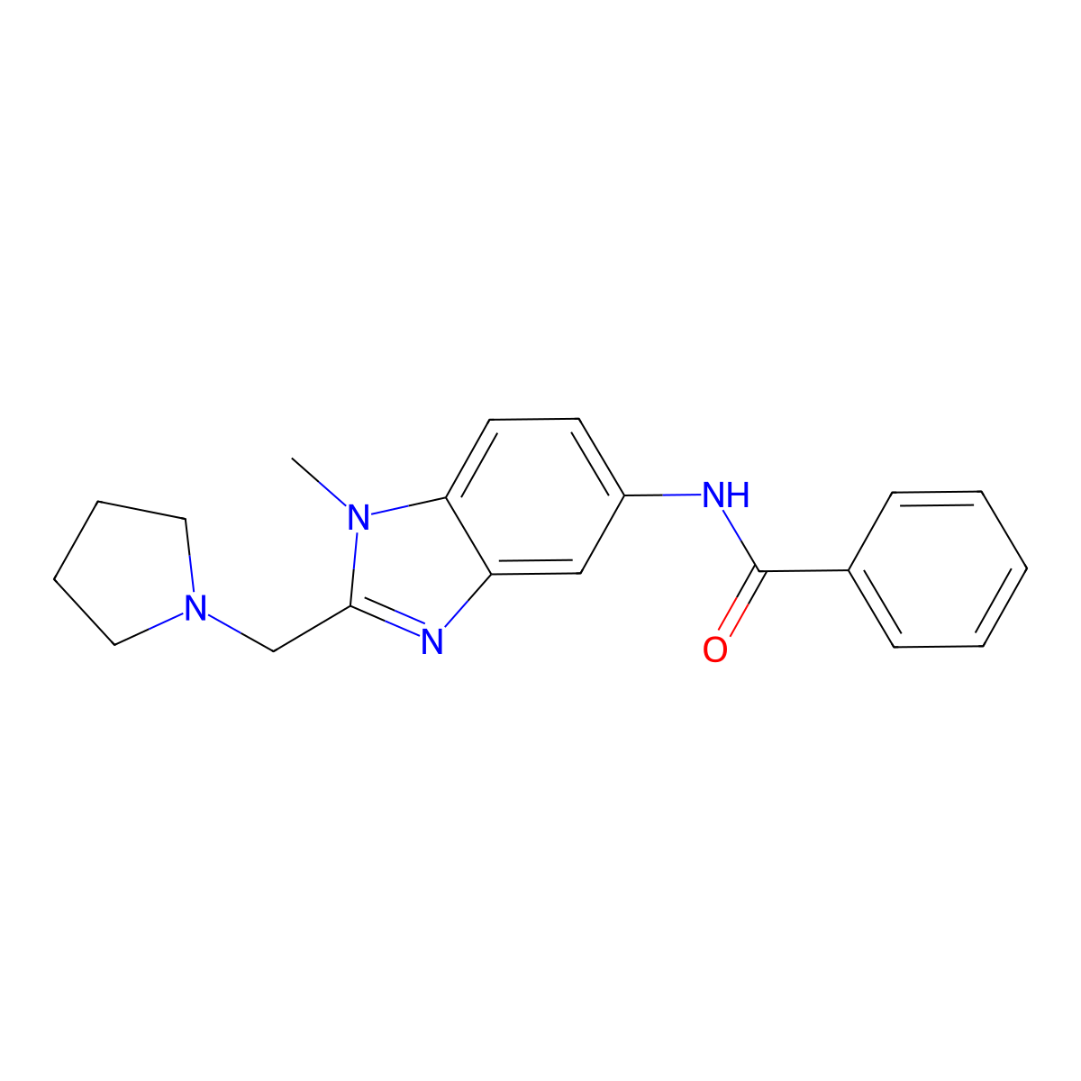 N-[1-methyl-2-(pyrrolidin-1-ylmethyl)benzimidazol-5-yl]benzamide molecular structure, CAS 831230-23-0