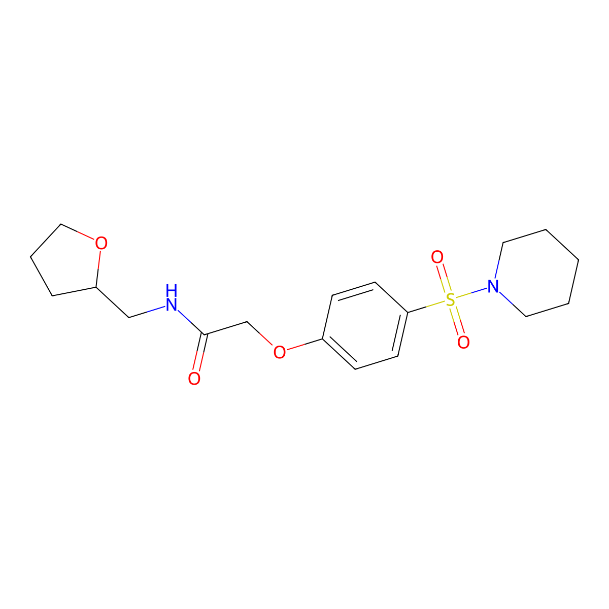 N-(oxolan-2-ylmethyl)-2-(4-piperidin-1-ylsulfonylphenoxy)acetamide molecular structure, CAS 831230-27-4