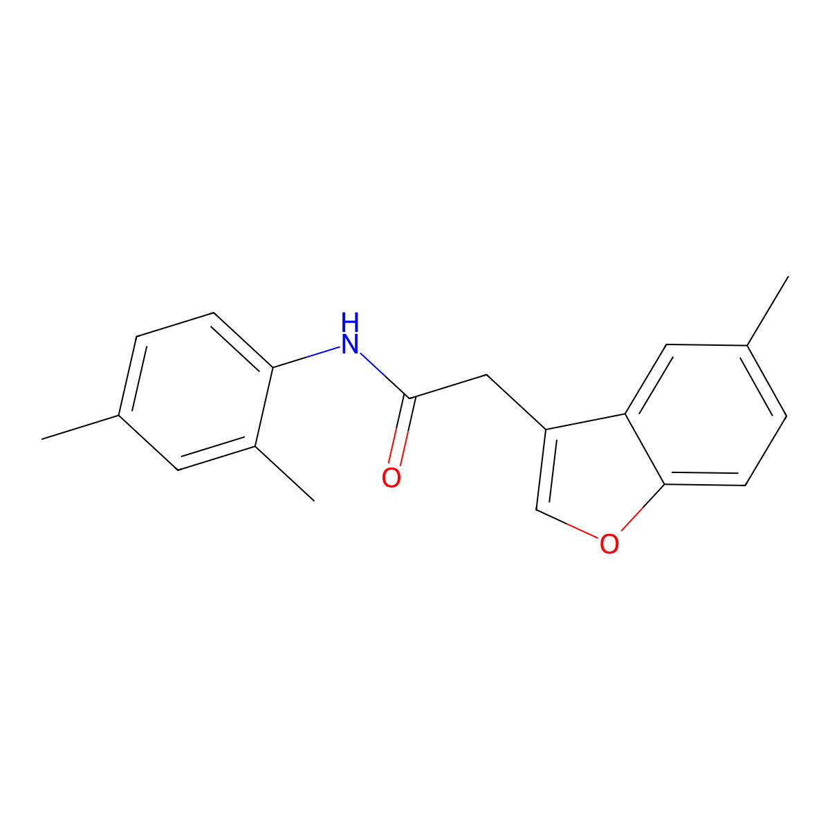 N-(2,4-dimethylphenyl)-2-(5-methyl-1-benzofuran-3-yl)acetamide molecular structure, CAS 831230-55-8