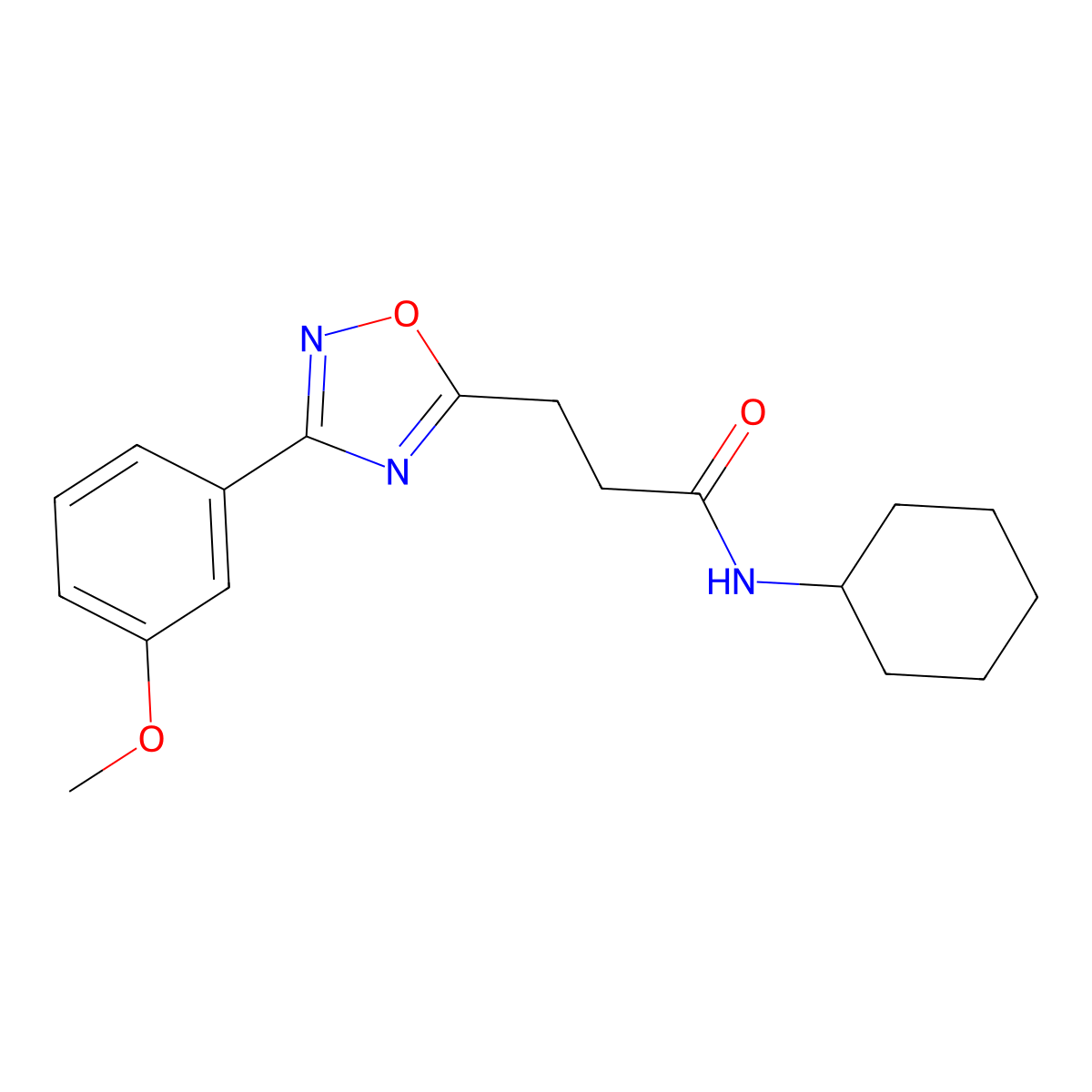 N-cyclohexyl-3-[3-(3-methoxyphenyl)-1,2,4-oxadiazol-5-yl]propanamide molecular structure, CAS 831230-57-0