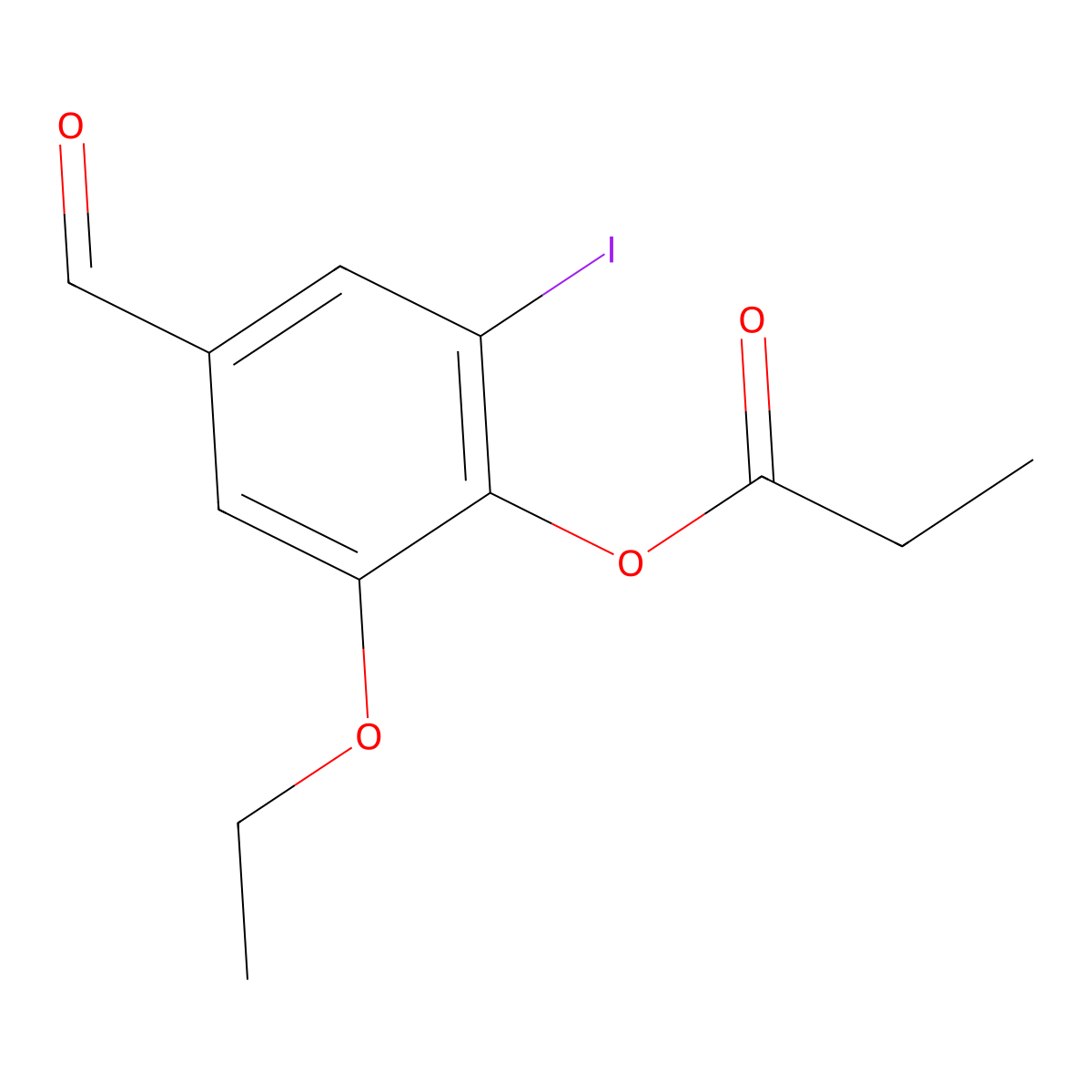 2-Ethoxy-4-formyl-6-iodophenyl propionate molecular structure, CAS 831230-59-2