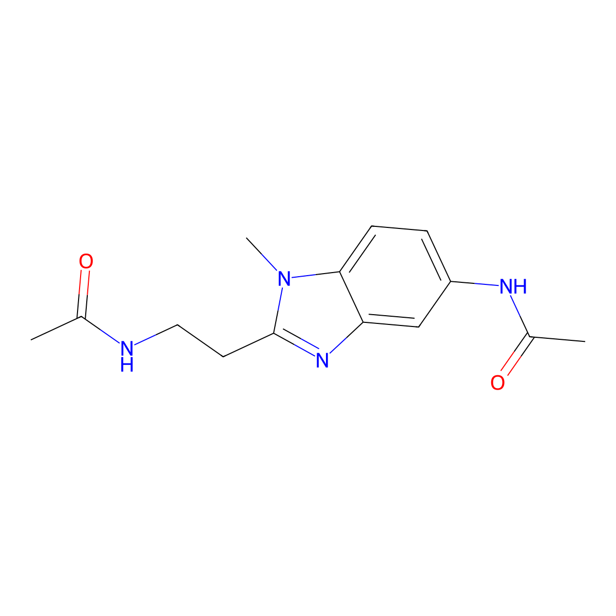 N-[2-(5-acetamido-1-methylbenzimidazol-2-yl)ethyl]acetamide molecular structure, CAS 831230-60-5