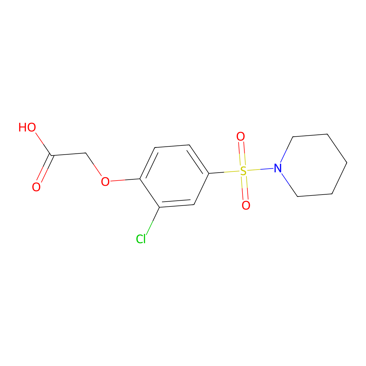 2-(2-Chloro-4-piperidin-1-ylsulfonylphenoxy)acetic acid molecular structure, CAS 831230-69-4