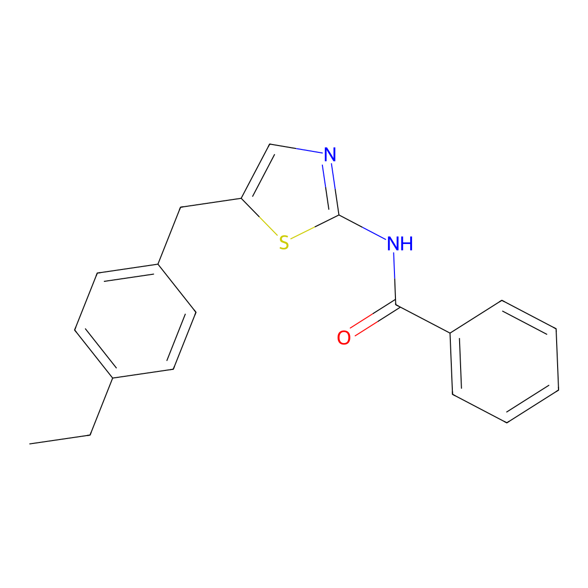 N-[5-[(4-ethylphenyl)methyl]-1,3-thiazol-2-yl]benzamide molecular structure, CAS 831230-96-7