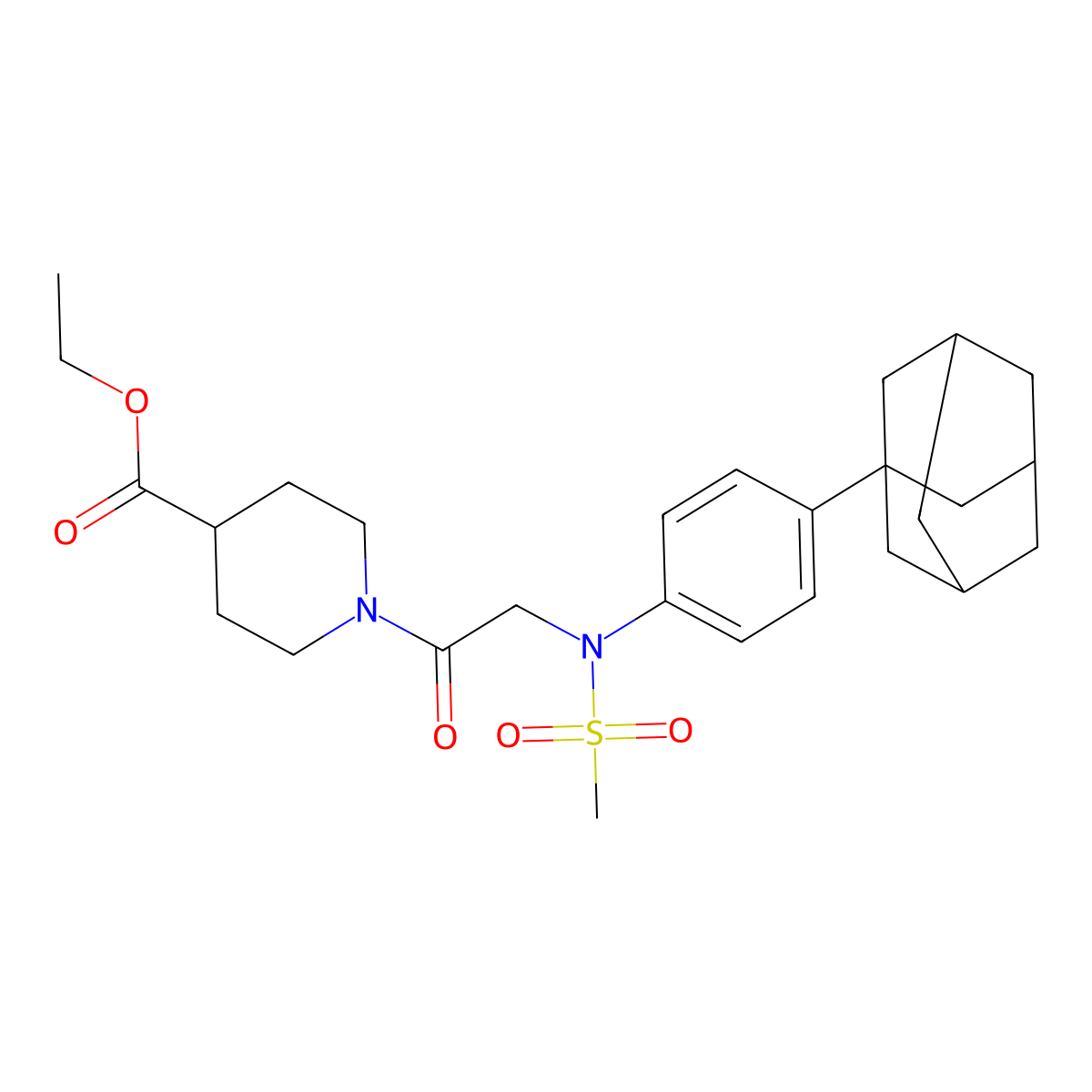 ethyl 1-(2-(N-(4-(adamantan-1-yl)phenyl)methylsulfonamido)acetyl)piperidine-4-carboxylate molecular structure, CAS 831231-23-3