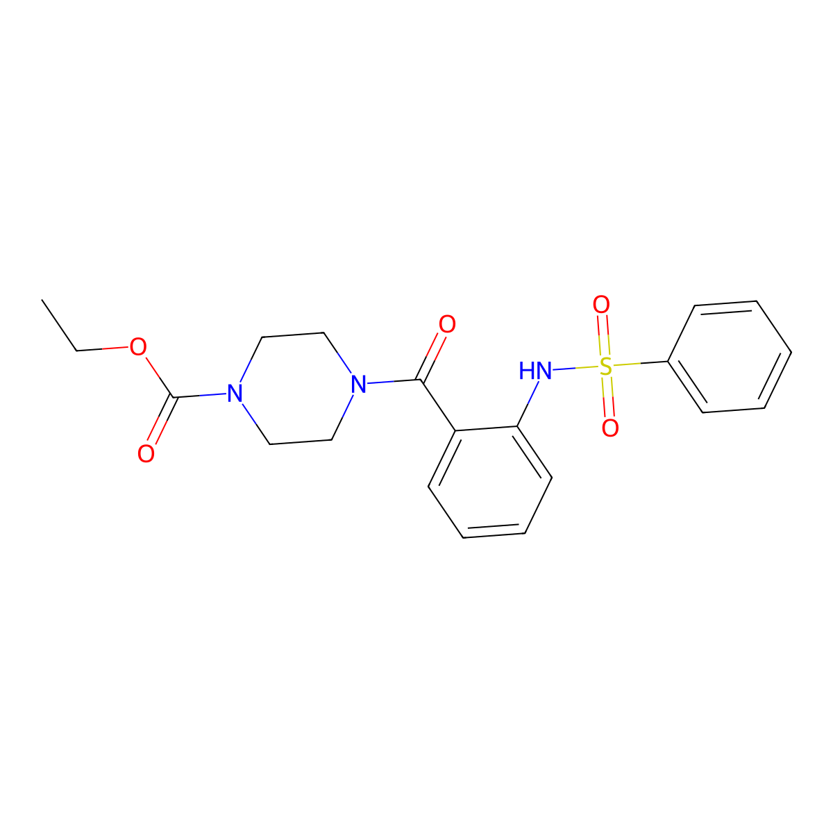 Ethyl 4-({2-[(phenylsulfonyl)amino]phenyl}carbonyl)piperazine-1-carboxylate molecular structure, CAS 831231-25-5