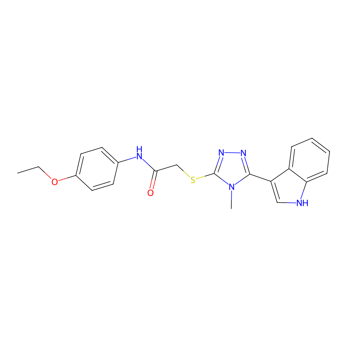 2-((5-(1H-indol-3-yl)-4-methyl-4H-1,2,4-triazol-3-yl)thio)-N-(4-ethoxyphenyl)acetamide molecular structure, CAS 831231-30-2