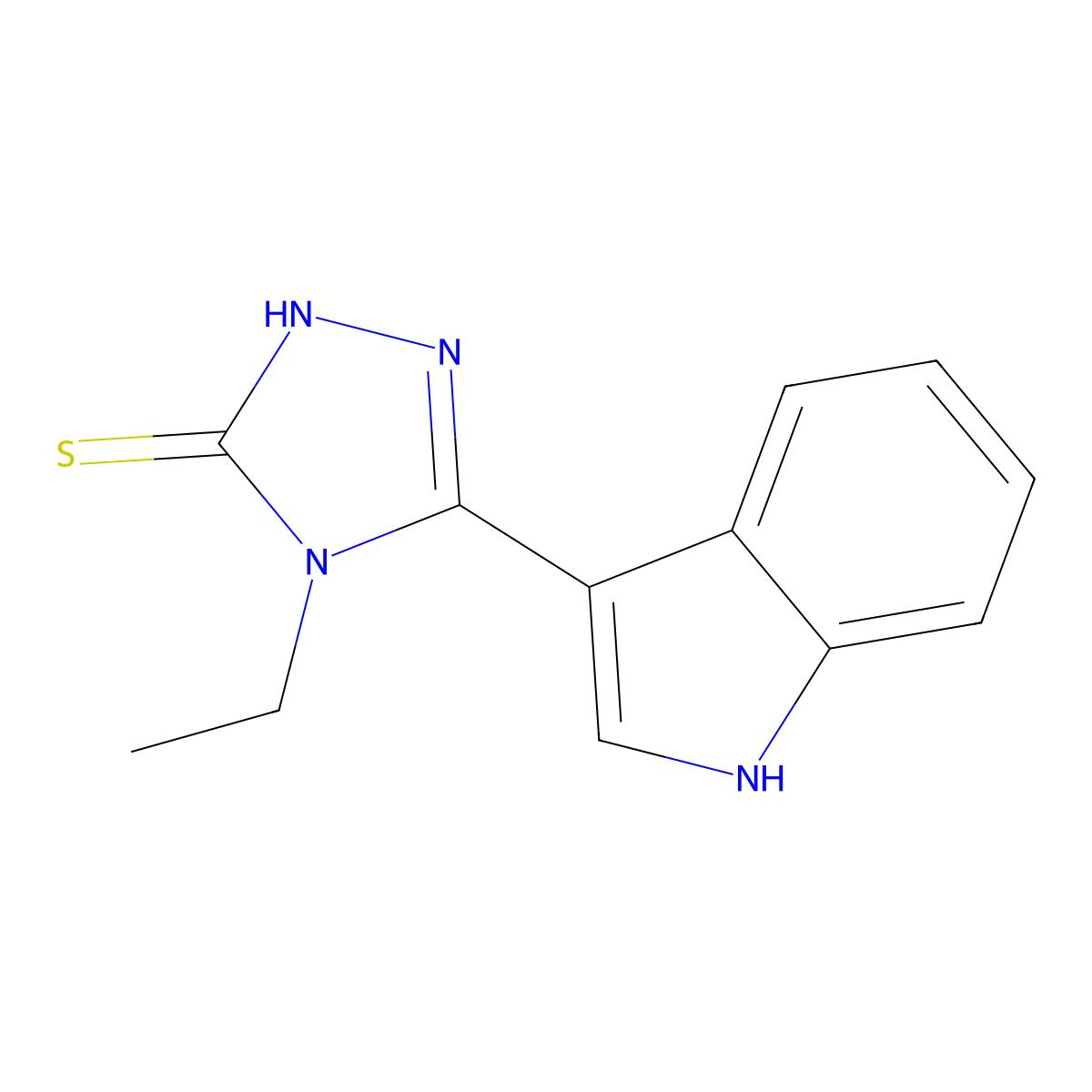 4-ethyl-5-(1H-indol-3-yl)-4H-1,2,4-triazole-3-thiol molecular structure, CAS 831231-33-5