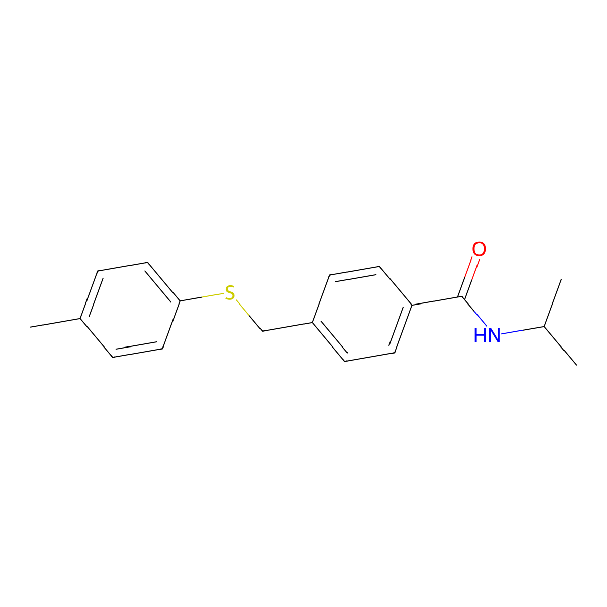 N-(1-Methylethyl)-4-[[(4-methylphenyl)thio]methyl]benzamide molecular structure, CAS 831231-34-6