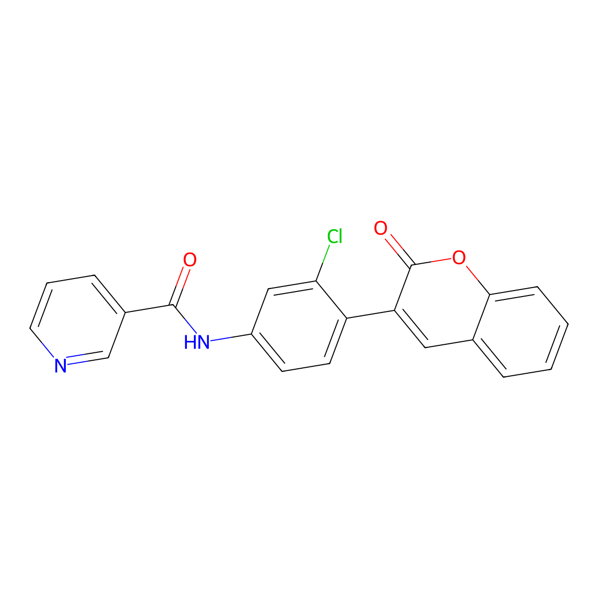 N-[3-chloro-4-(2-oxochromen-3-yl)phenyl]pyridine-3-carboxamide molecular structure, CAS 831231-38-0
