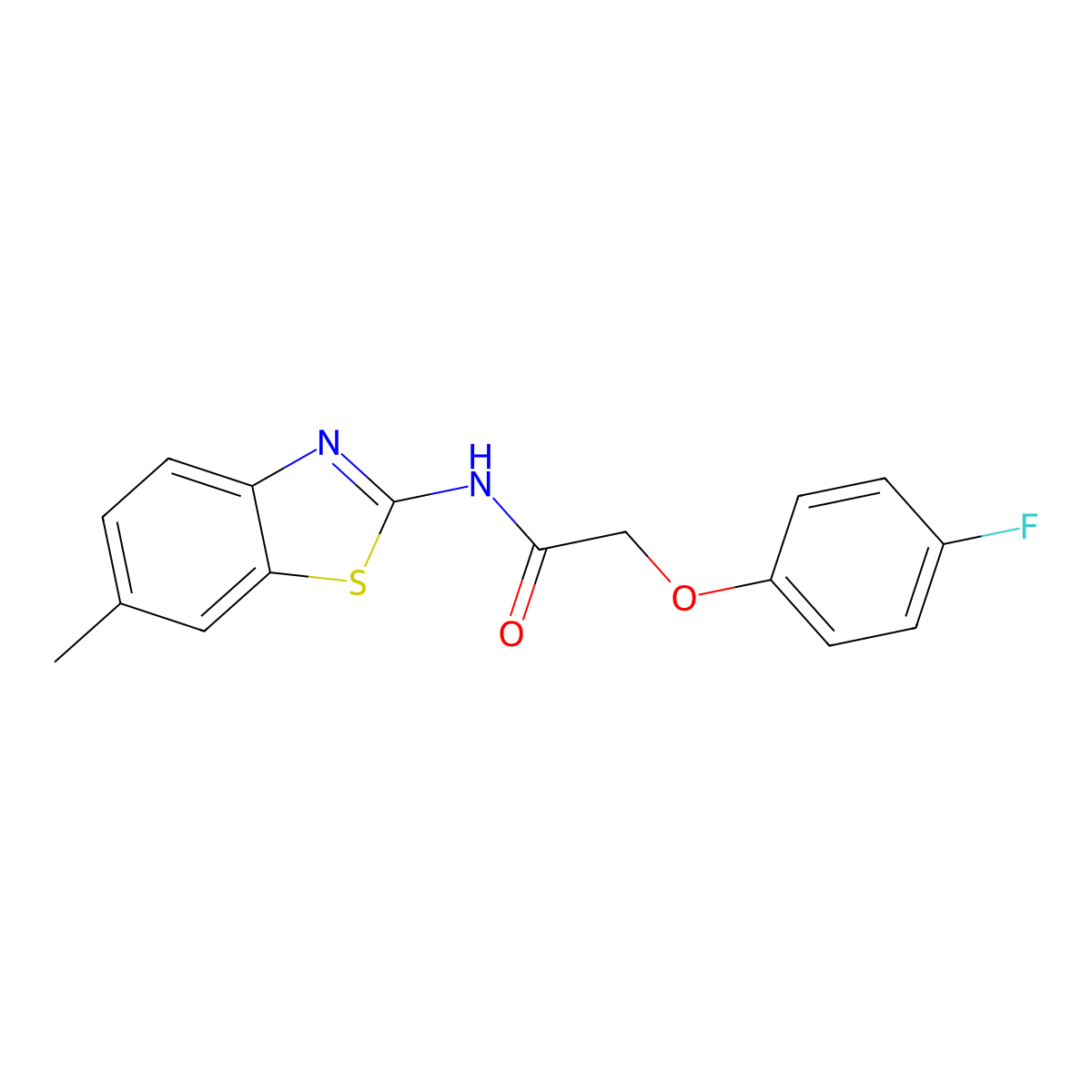 2-(4-fluorophenoxy)-N-(6-methyl-1,3-benzothiazol-2-yl)acetamide molecular structure, CAS 831231-40-4