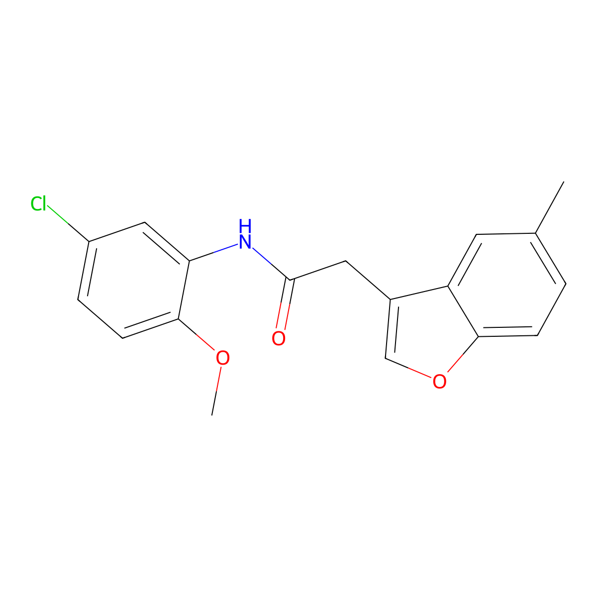 N-(5-chloro-2-methoxyphenyl)-2-(5-methyl-1-benzofuran-3-yl)acetamide molecular structure, CAS 831232-48-5