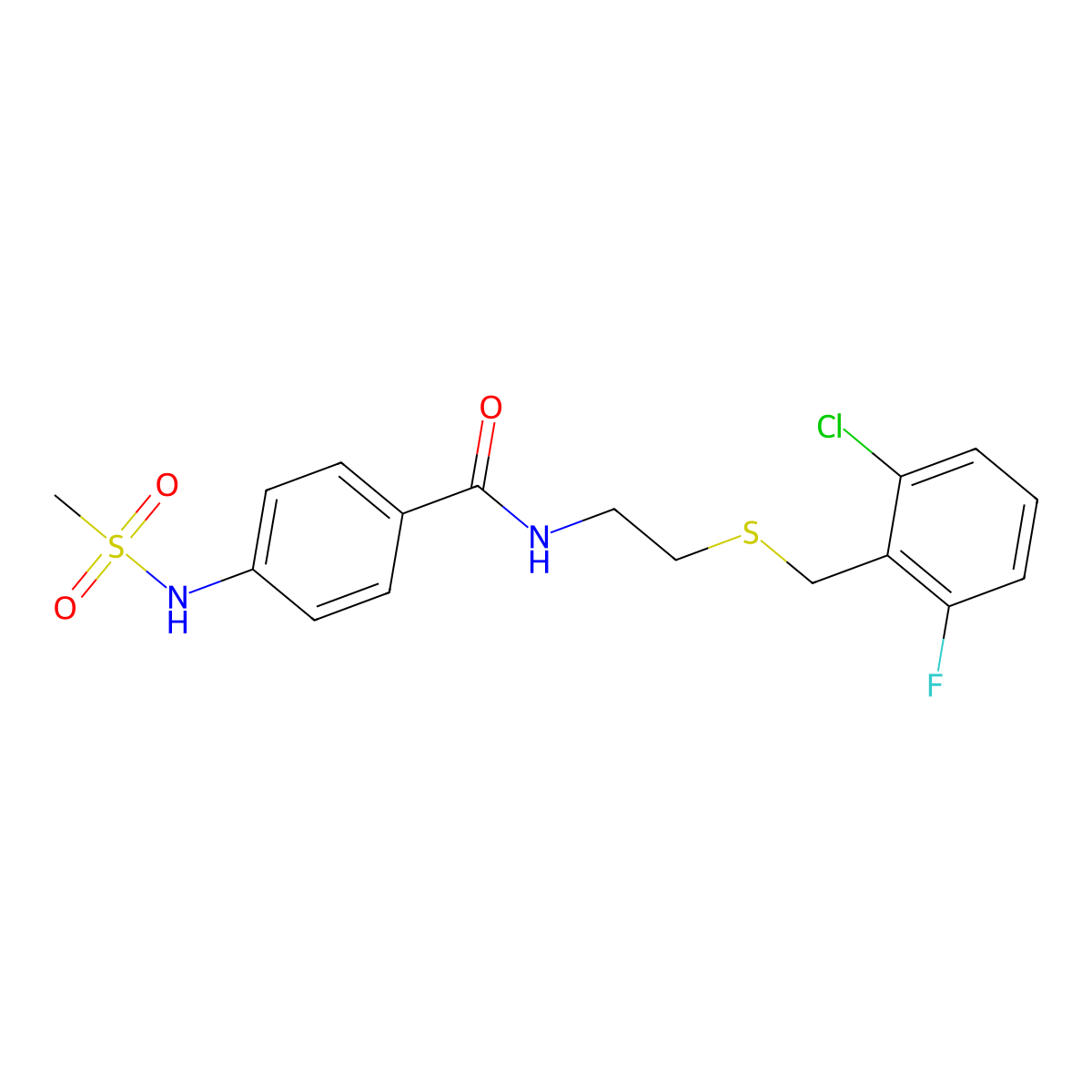 N-[2-[(2-chloro-6-fluorophenyl)methylsulfanyl]ethyl]-4-(methanesulfonamido)benzamide molecular structure, CAS 831232-51-0