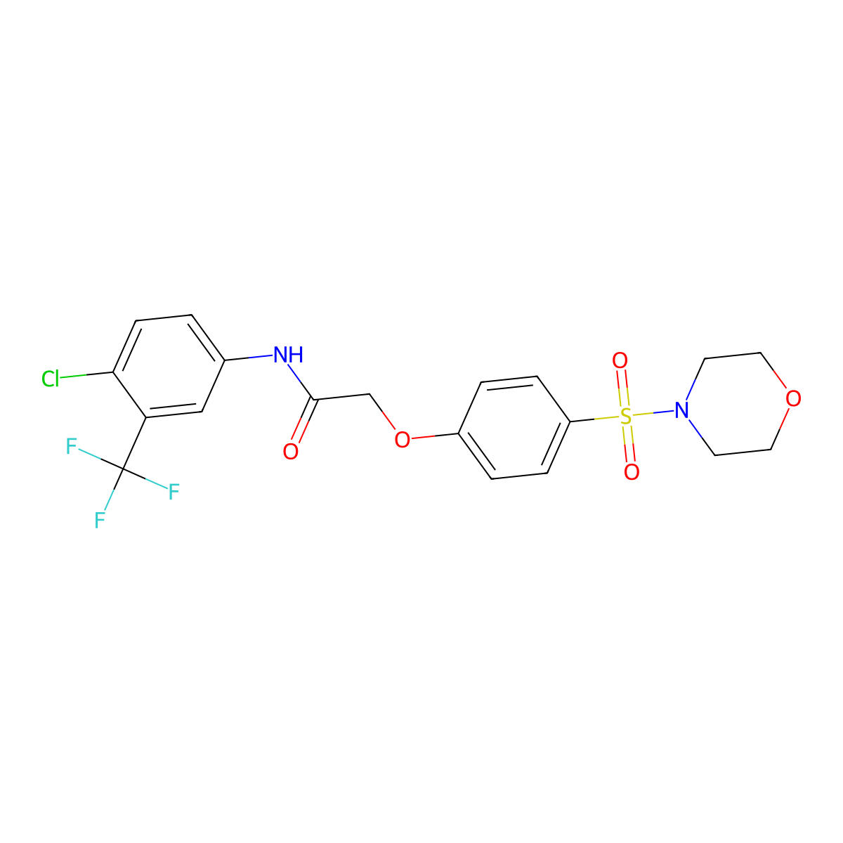 N-[4-chloro-3-(trifluoromethyl)phenyl]-2-(4-morpholin-4-ylsulfonylphenoxy)acetamide molecular structure, CAS 831232-90-7