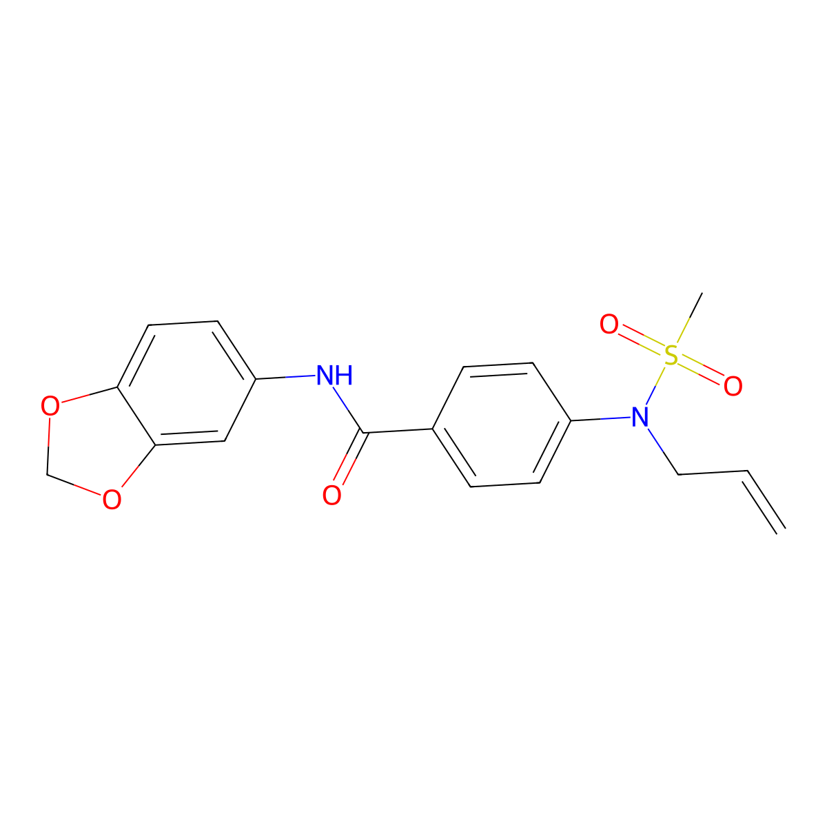 N-(1,3-benzodioxol-5-yl)-4-[methylsulfonyl(prop-2-enyl)amino]benzamide molecular structure, CAS 831232-95-2