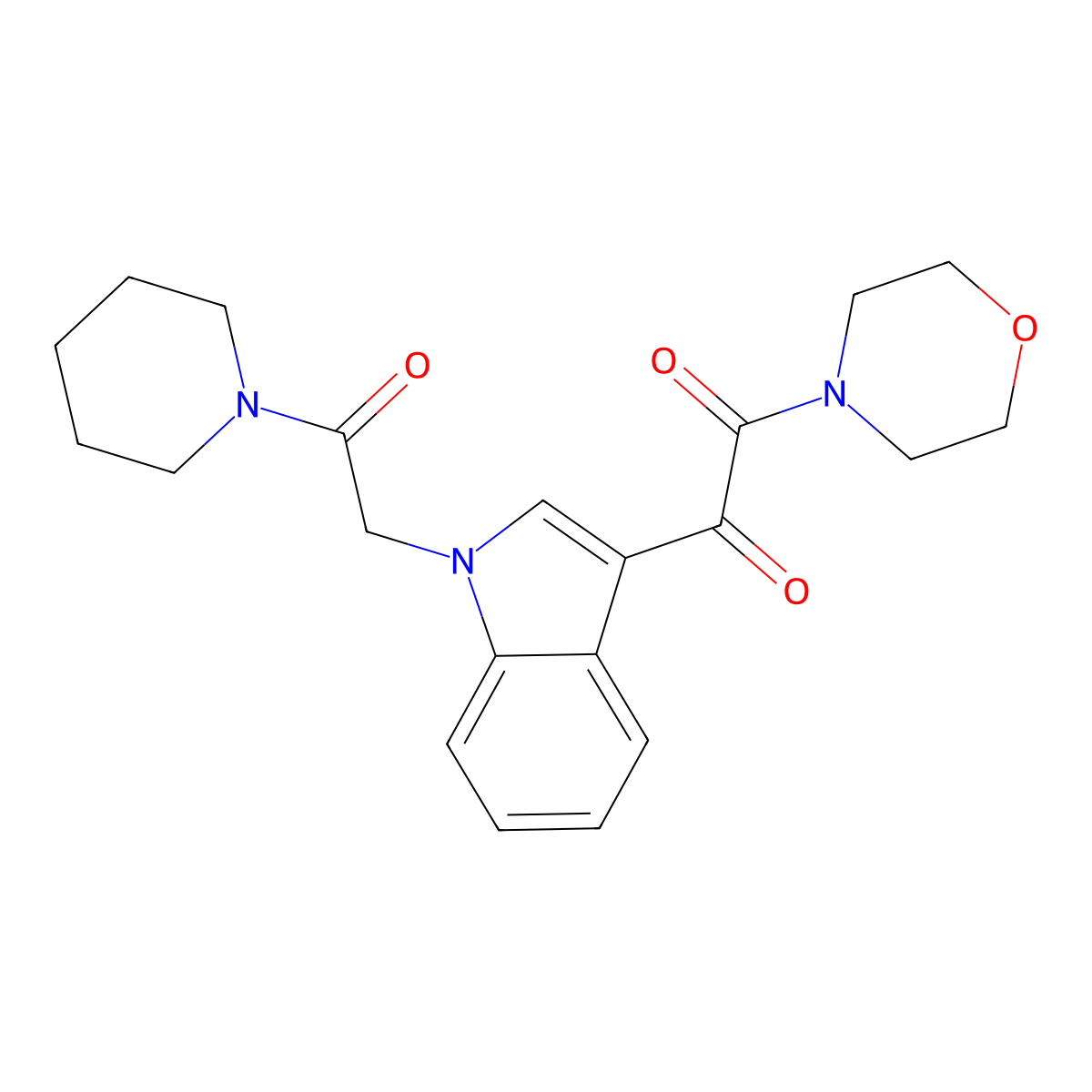 1-Morpholin-4-yl-2-[1-(2-oxo-2-piperidin-1-ylethyl)indol-3-yl]ethane-1,2-dione molecular structure, CAS 831233-02-4