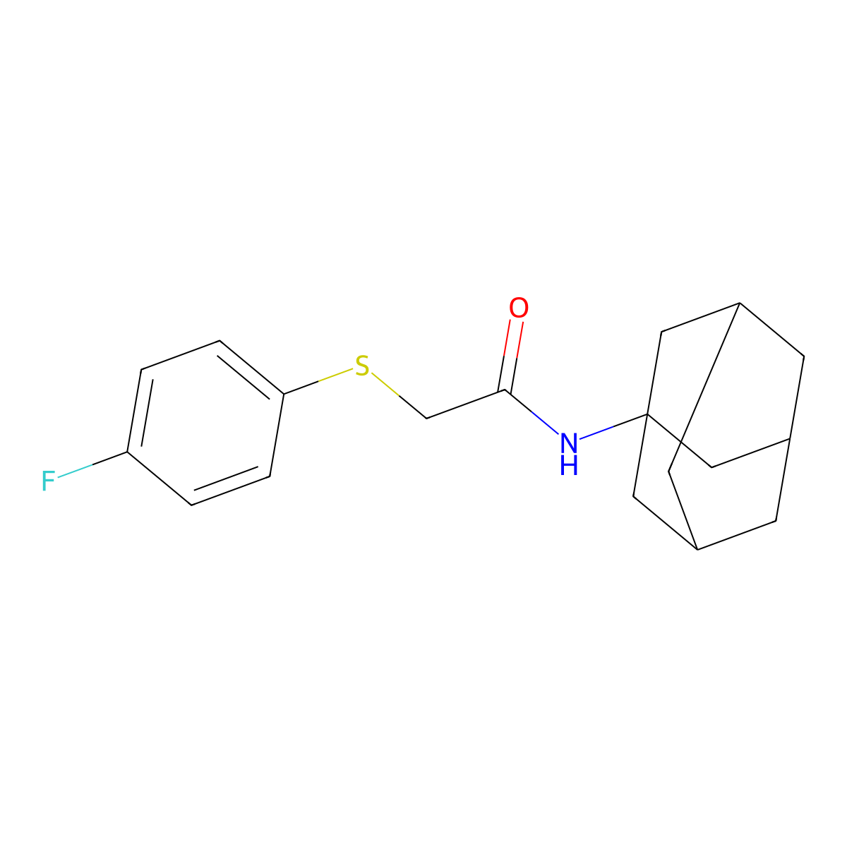 N-(1-adamantyl)-2-(4-fluorophenyl)sulfanylacetamide molecular structure, CAS 831233-07-9