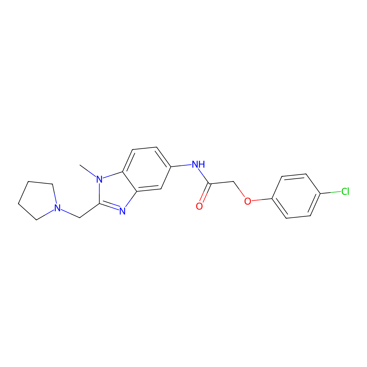 2-(4-chlorophenoxy)-N-[1-methyl-2-(1-pyrrolidinylmethyl)-1H-benzimidazol-5-yl]acetamide molecular structure, CAS 831233-10-4