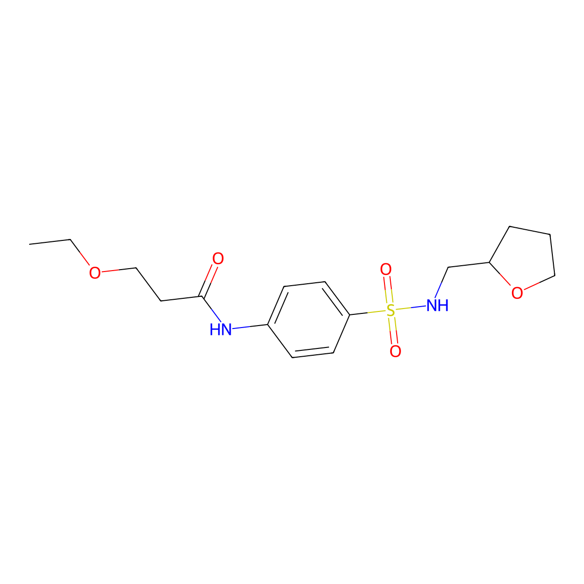3-ethoxy-N-[4-(oxolan-2-ylmethylsulfamoyl)phenyl]propanamide molecular structure, CAS 831233-35-3