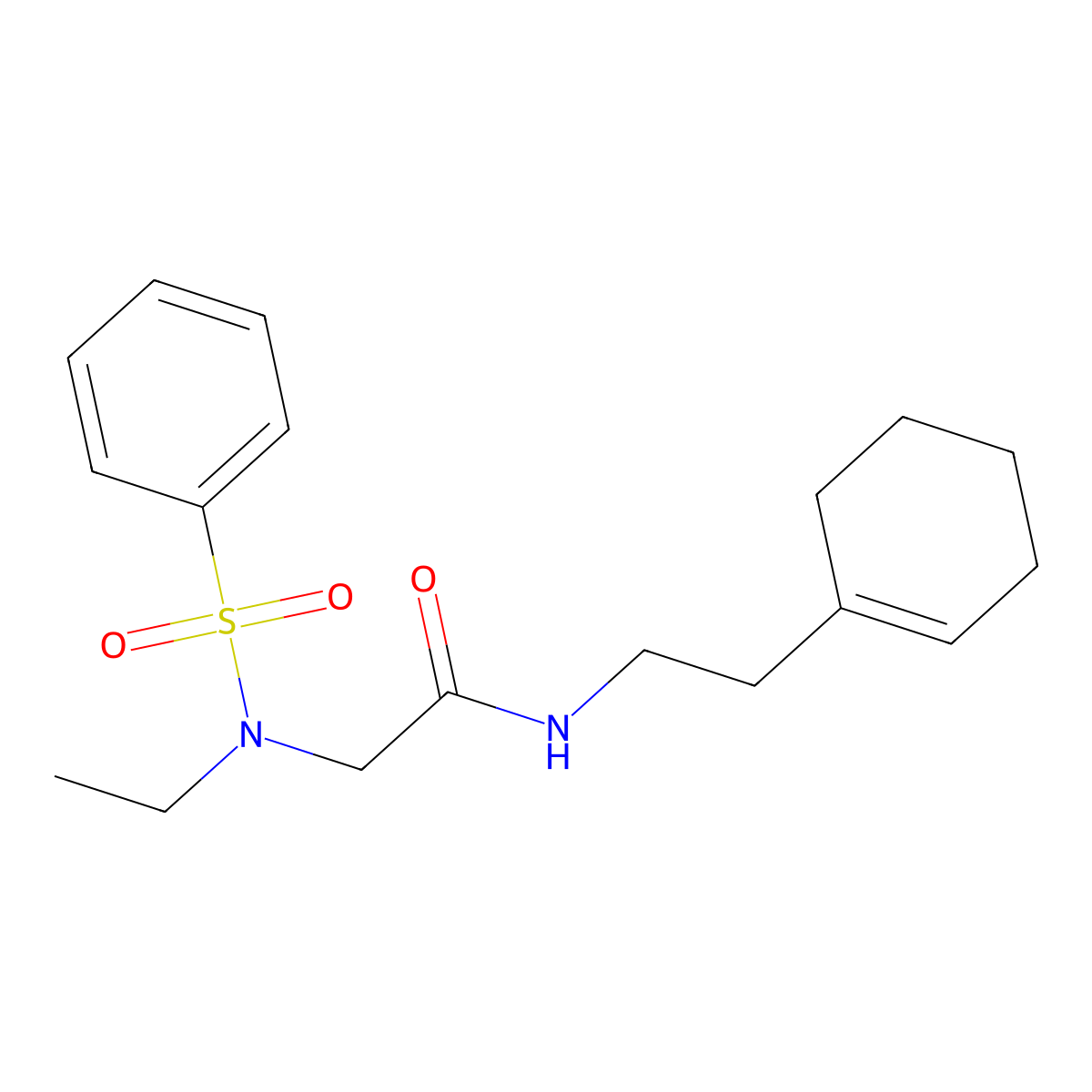 2-[benzenesulfonyl(ethyl)amino]-N-[2-(cyclohexen-1-yl)ethyl]acetamide molecular structure, CAS 831233-55-7