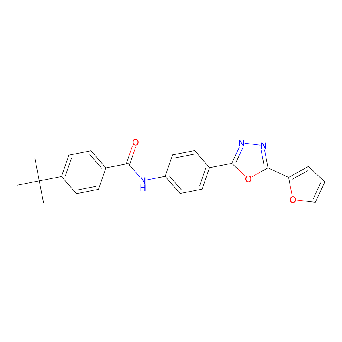 4-tert-butyl-N-[4-[5-(furan-2-yl)-1,3,4-oxadiazol-2-yl]phenyl]benzamide molecular structure, CAS 831233-57-9