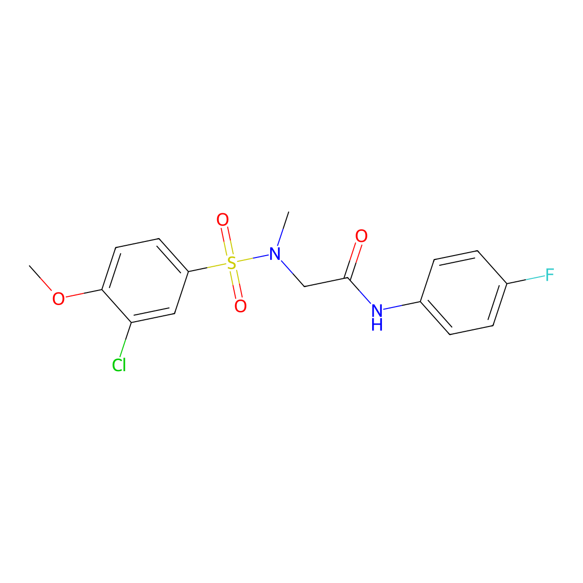 2-[(3-chloro-4-methoxyphenyl)sulfonyl-methylamino]-N-(4-fluorophenyl)acetamide molecular structure, CAS 831233-61-5