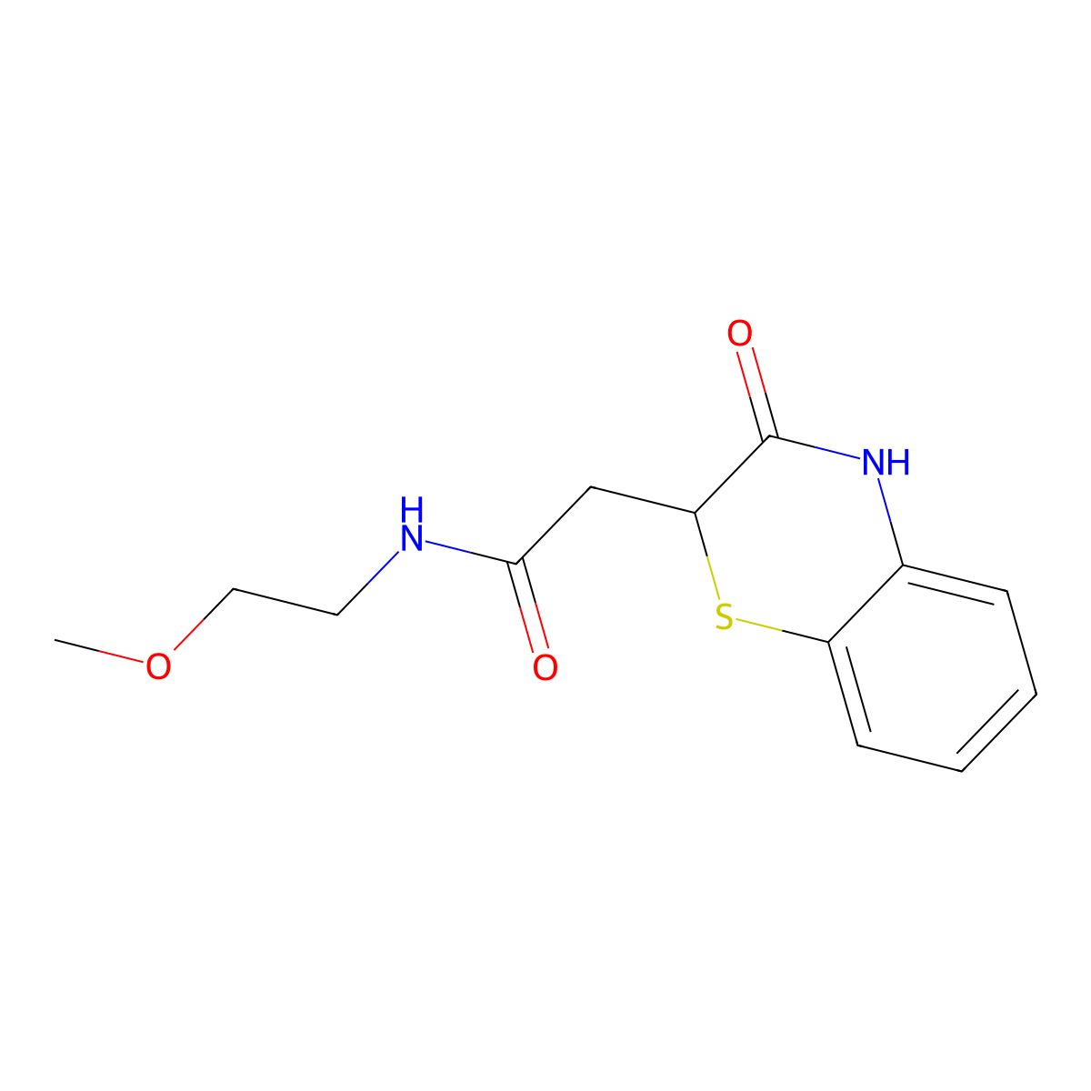 N-(2-methoxyethyl)-2-(3-oxo-4H-1,4-benzothiazin-2-yl)acetamide molecular structure, CAS 831233-64-8