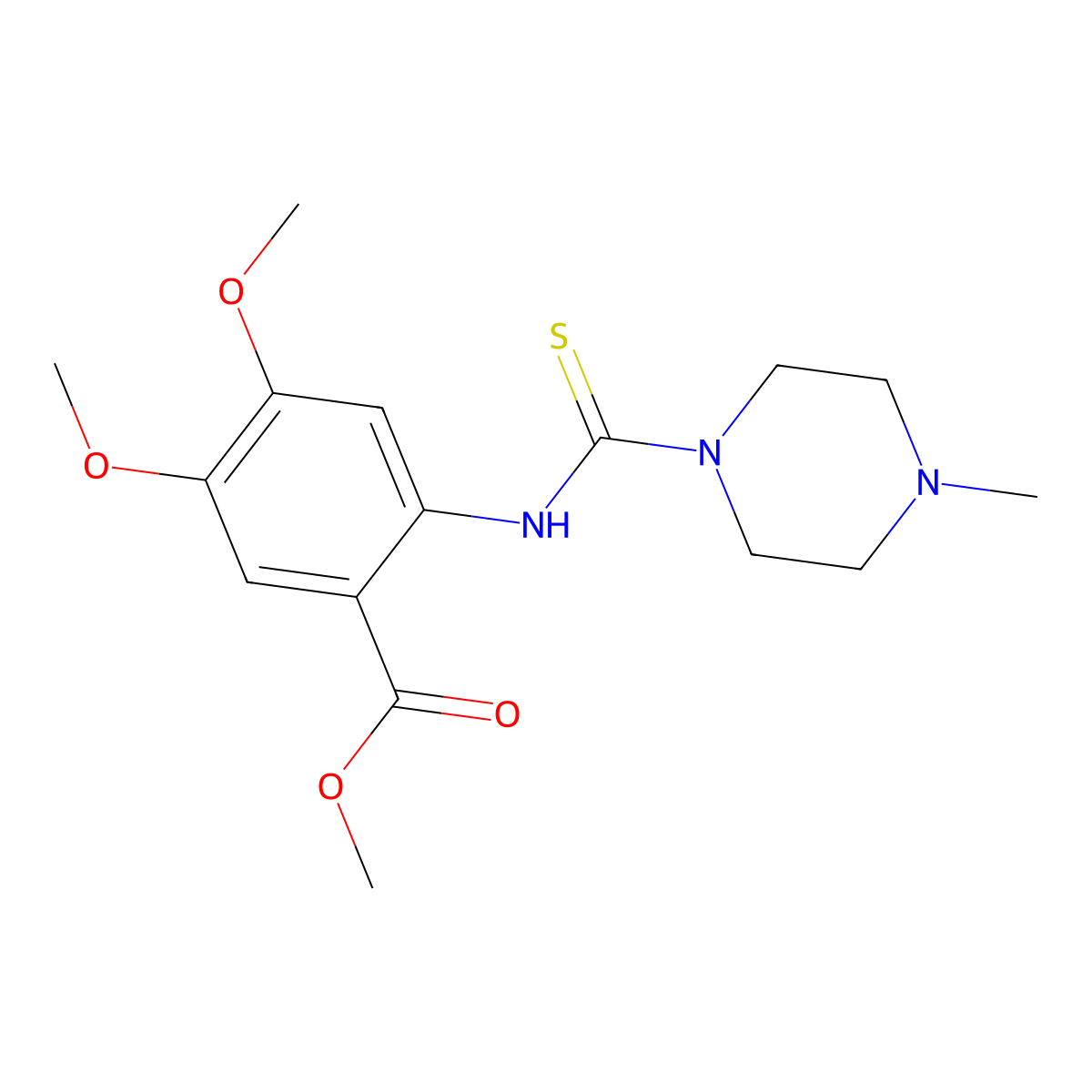 Methyl 4,5-dimethoxy-2-{[(4-methylpiperazinyl)thioxomethyl]amino}benzoate molecular structure, CAS 831233-68-2