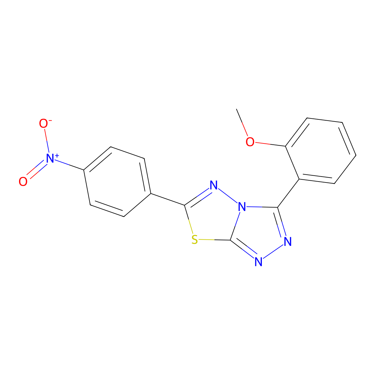 3-(2-Methoxyphenyl)-6-(4-nitrophenyl)-[1,2,4]triazolo[3,4-b][1,3,4]thiadiazole molecular structure, CAS 831234-18-5