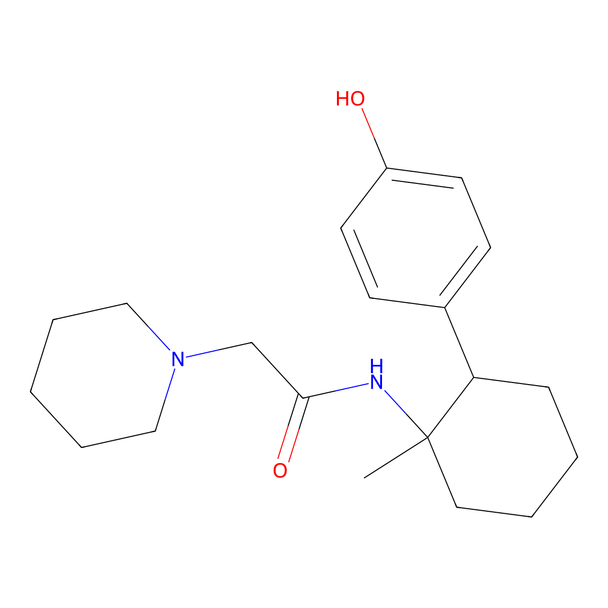 1-Piperidineacetamide, N-[2-(4-hydroxyphenyl)-1-methylcyclohexyl]- molecular structure, CAS 831234-21-0