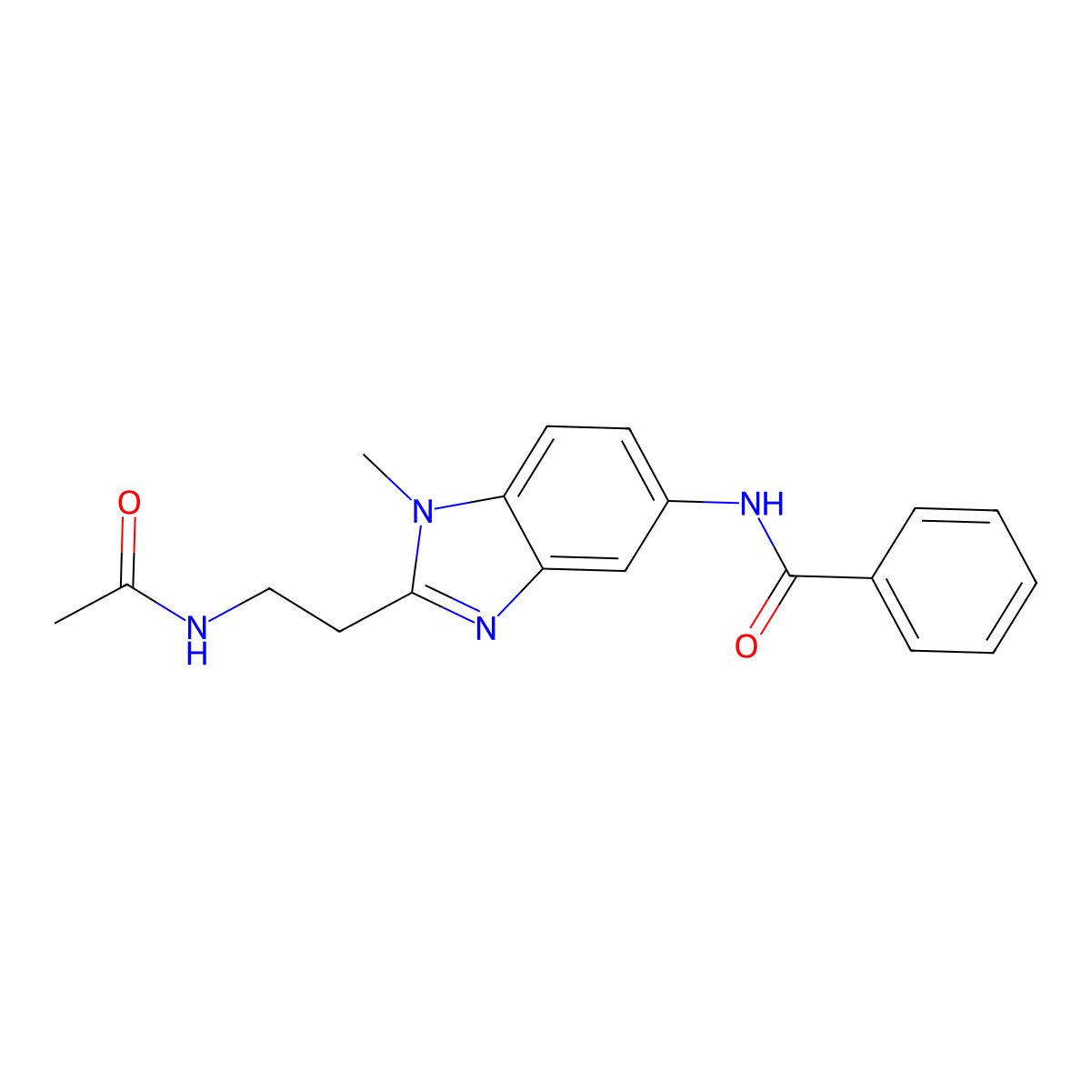 N-[2-(2-acetamidoethyl)-1-methylbenzimidazol-5-yl]benzamide molecular structure, CAS 831234-23-2
