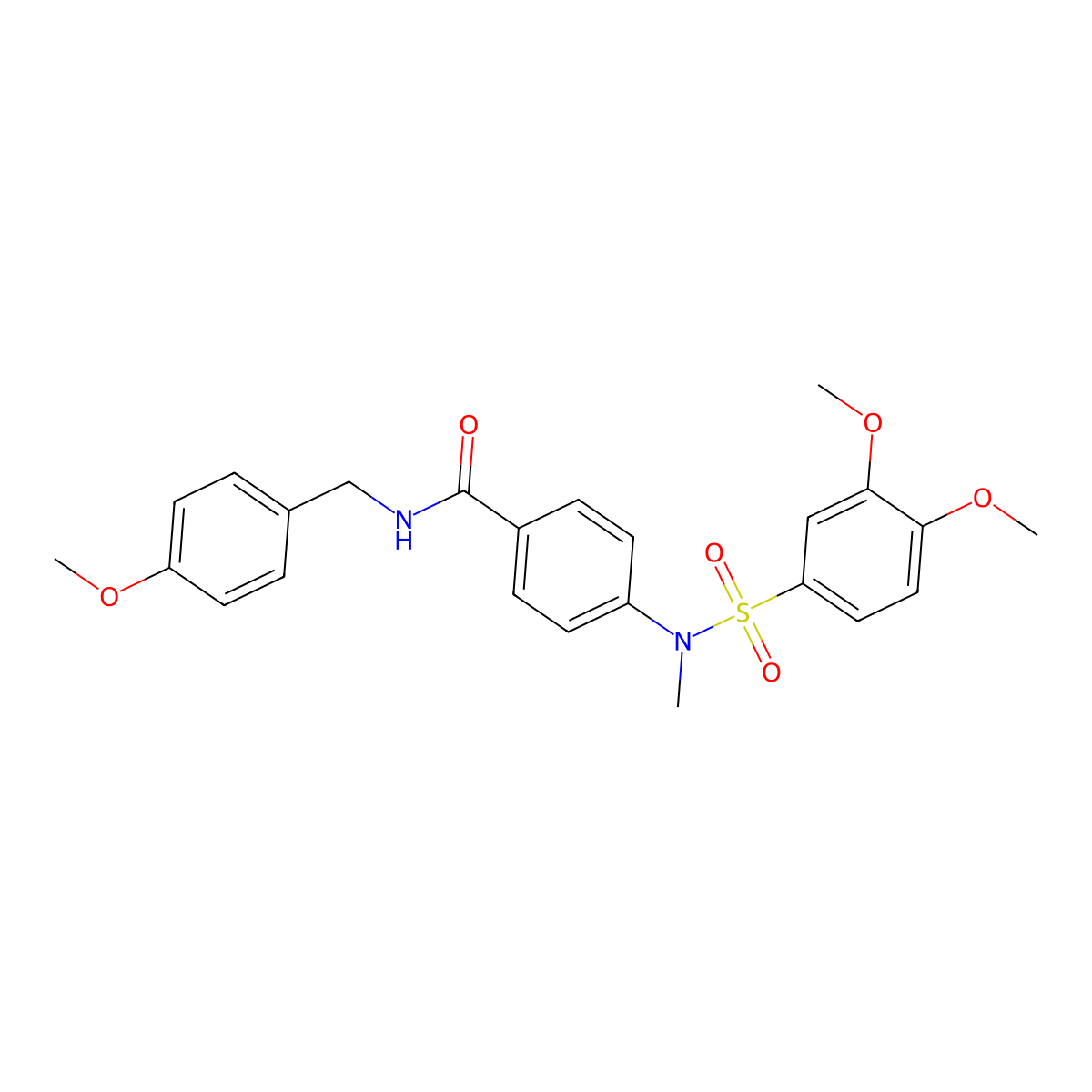 4-[(3,4-dimethoxyphenyl)sulfonyl-methylamino]-N-[(4-methoxyphenyl)methyl]benzamide molecular structure, CAS 831234-45-8