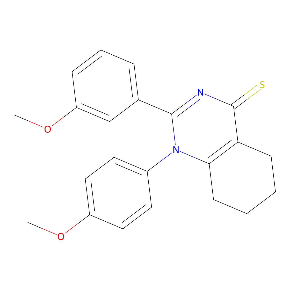 2-(3-methoxyphenyl)-1-(4-methoxyphenyl)-5,6,7,8-tetrahydro-4(1H)-quinazolinethione molecular structure, CAS 831234-76-5