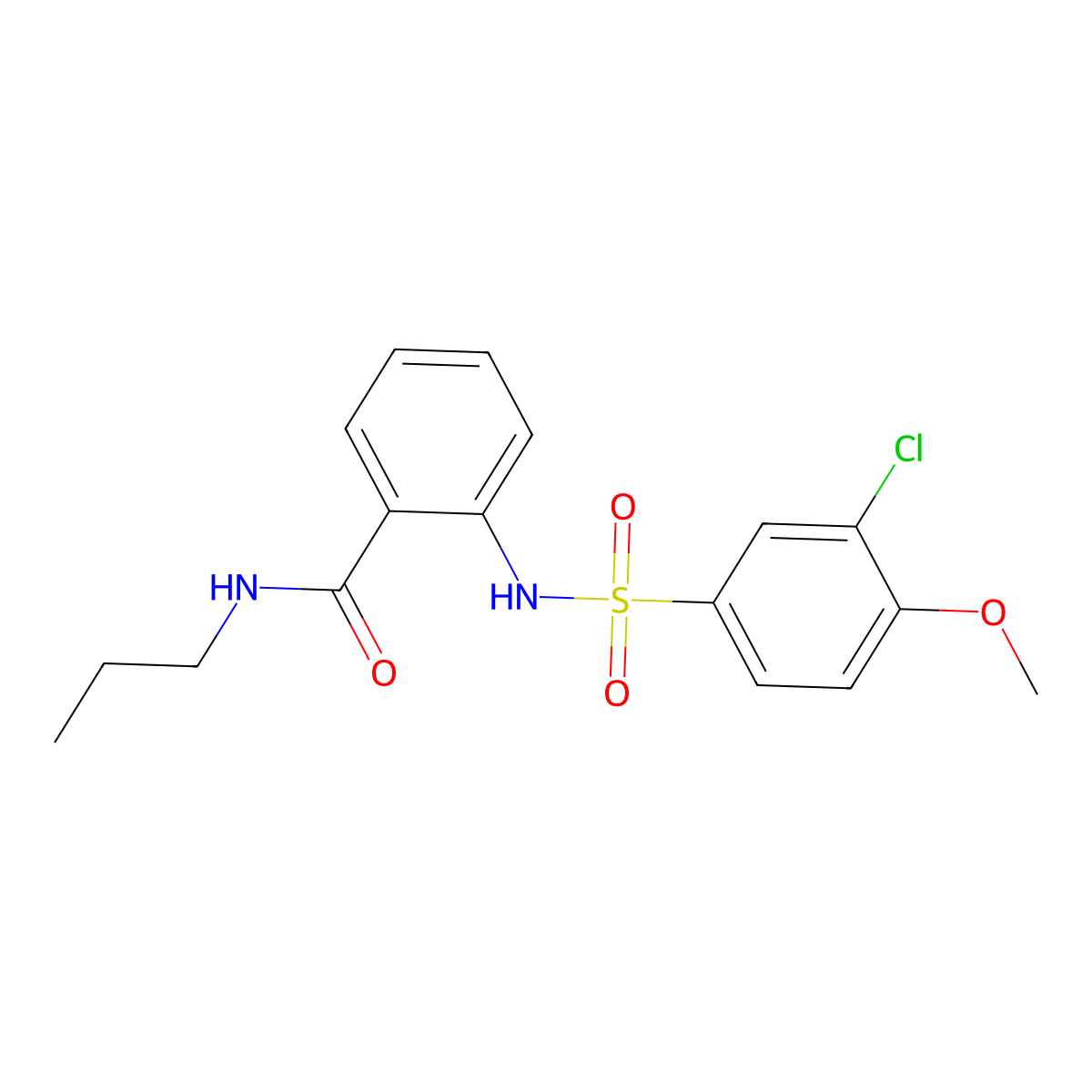 2-[(3-chloro-4-methoxyphenyl)sulfonylamino]-N-propylbenzamide molecular structure, CAS 831234-78-7