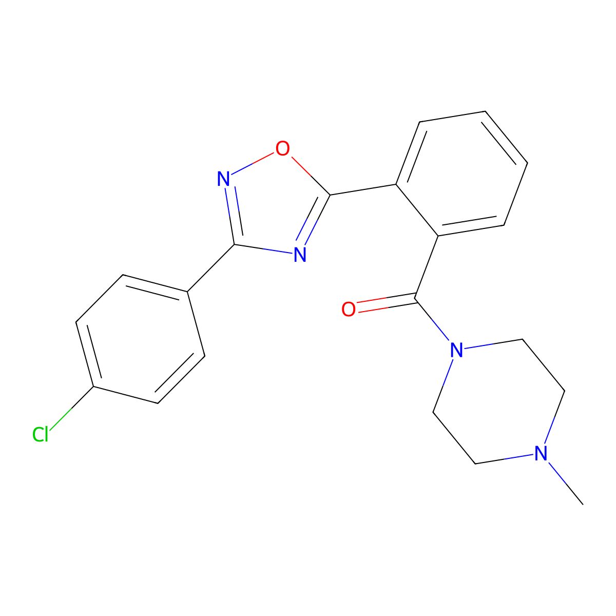 1-{2-[3-(4-Chlorophenyl)-1,2,4-oxadiazol-5-yl]benzoyl}-4-methylpiperazine molecular structure, CAS 831234-80-1