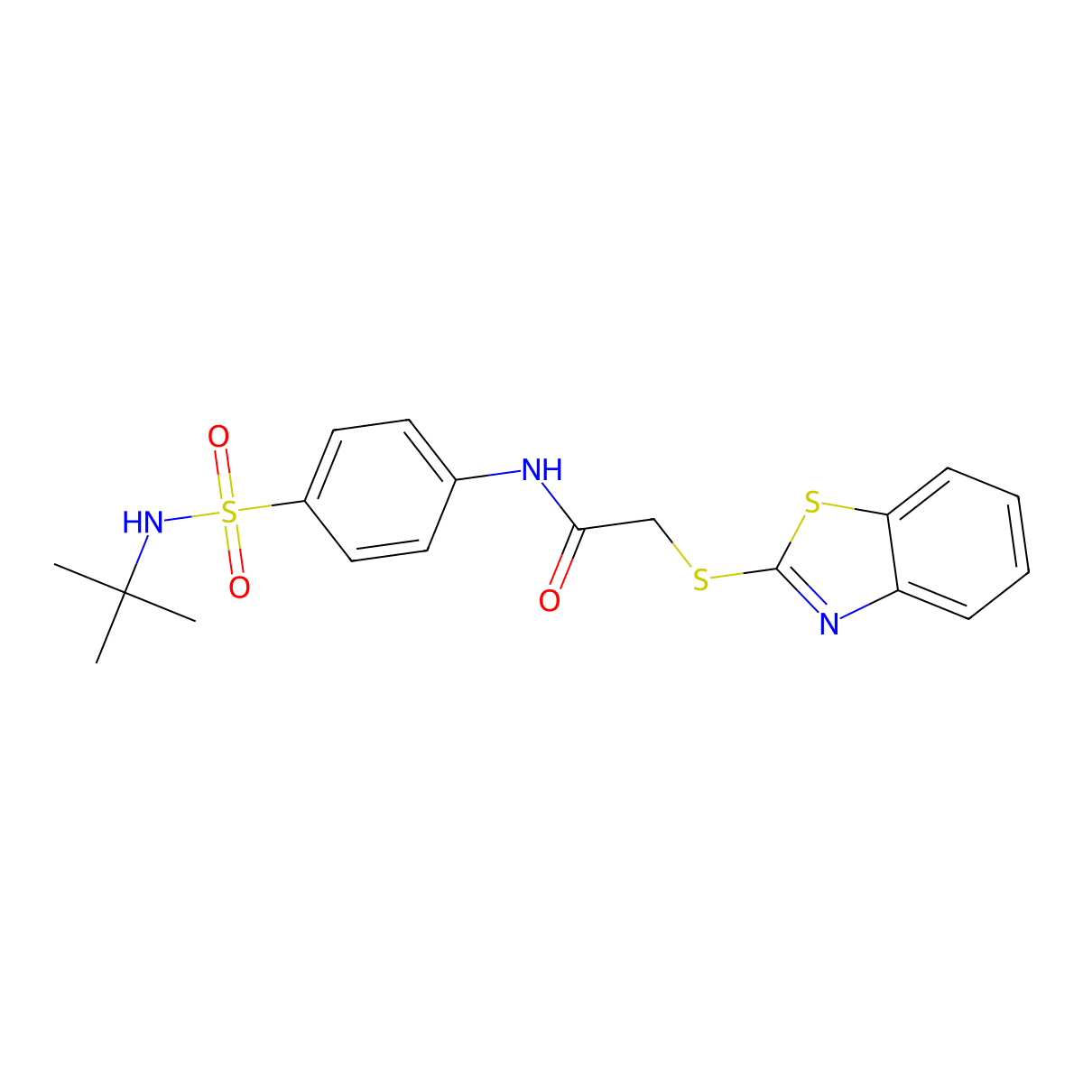 2-(1,3-benzothiazol-2-ylsulfanyl)-N-[4-(tert-butylsulfamoyl)phenyl]acetamide molecular structure, CAS 831234-81-2