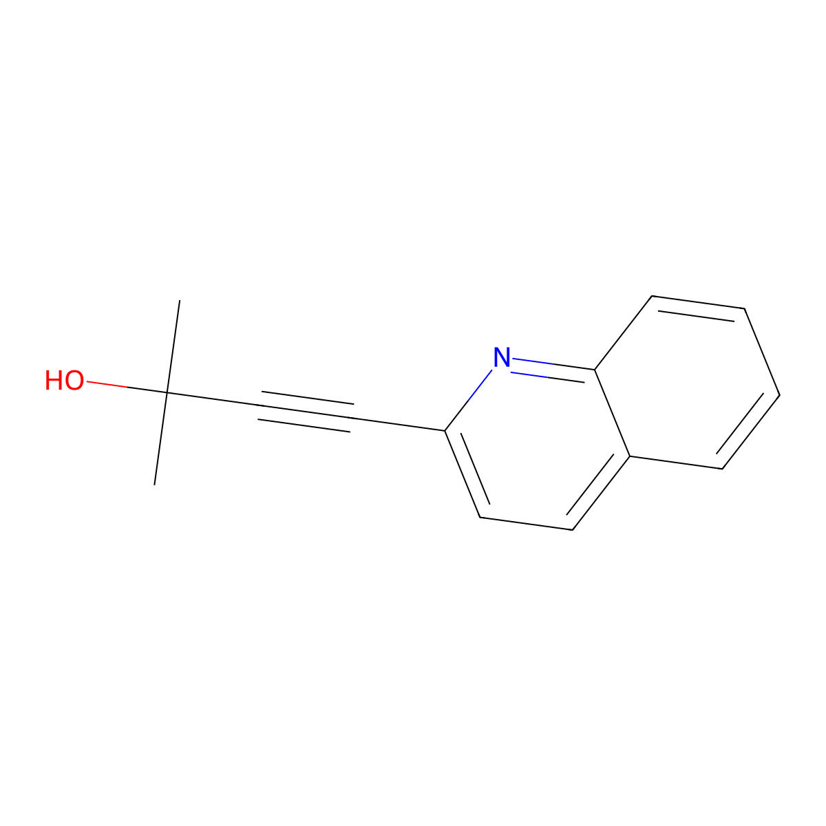 3-Butyn-2-ol, 2-methyl-4-(2-quinolinyl)- molecular structure, CAS 831235-64-4