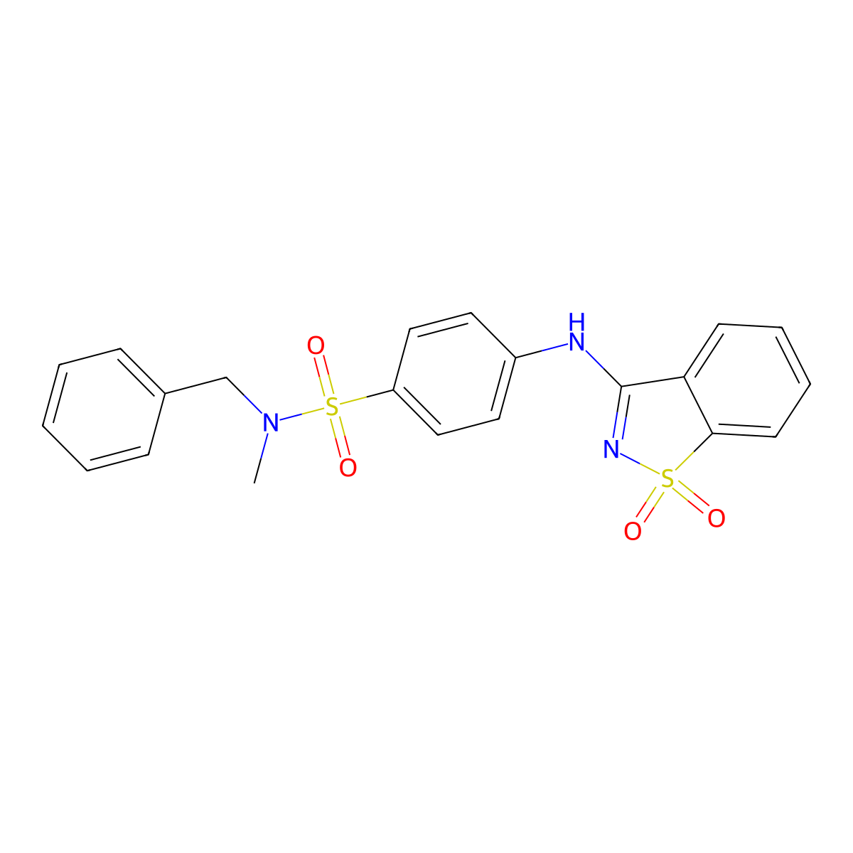 N-benzyl-4-[(1,1-dioxido-1,2-benzisothiazol-3-yl)amino]-N-methylbenzenesulfonamide molecular structure, CAS 831235-72-4