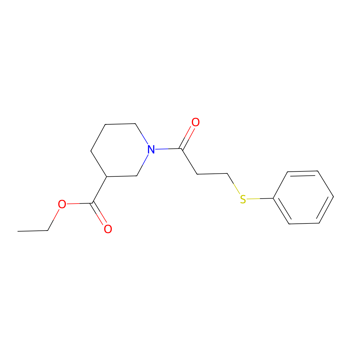 Ethyl 1-[3-(phenylsulfanyl)propanoyl]piperidine-3-carboxylate molecular structure, CAS 831236-09-0