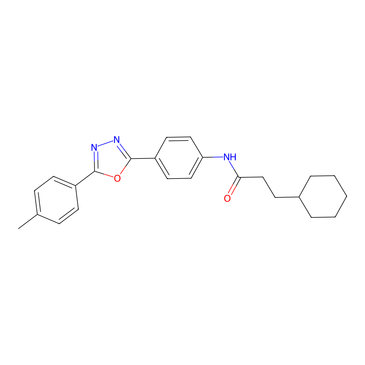 3-cyclohexyl-N-[4-[5-(4-methylphenyl)-1,3,4-oxadiazol-2-yl]phenyl]propanamide molecular structure, CAS 831236-20-5