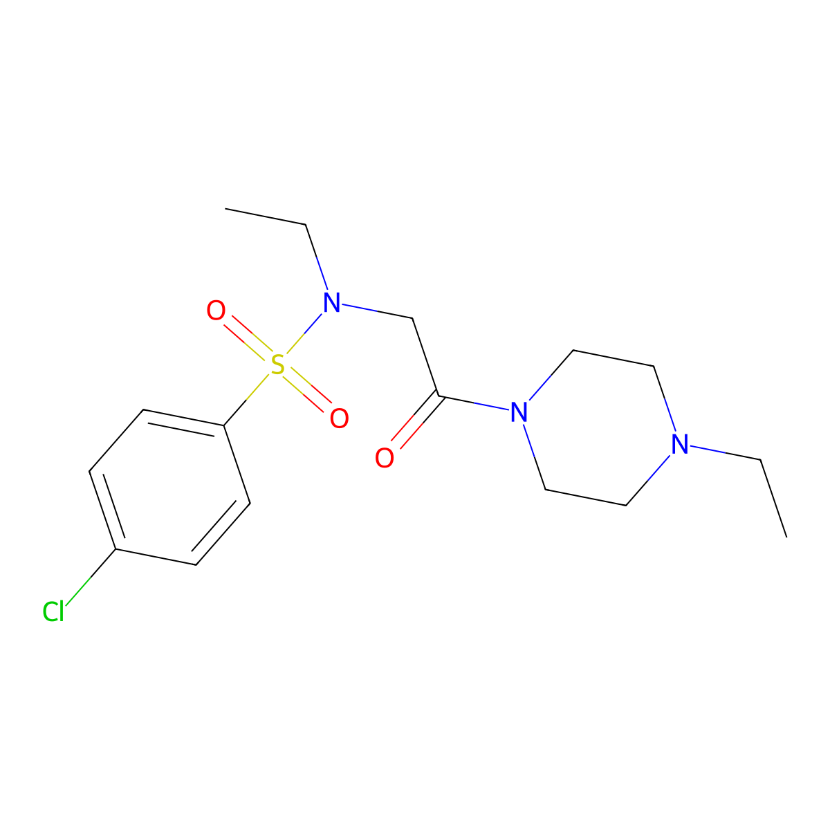 4-chloro-N-ethyl-N-[2-(4-ethylpiperazin-1-yl)-2-oxoethyl]benzenesulfonamide molecular structure, CAS 831236-49-8