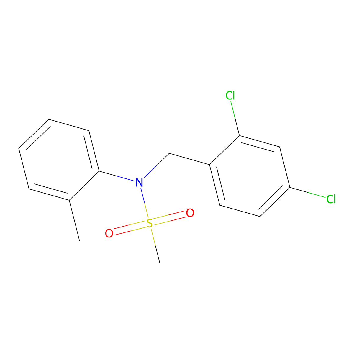 N-[(2,4-dichlorophenyl)methyl]-N-(2-methylphenyl)methanesulfonamide molecular structure, CAS 831236-75-0