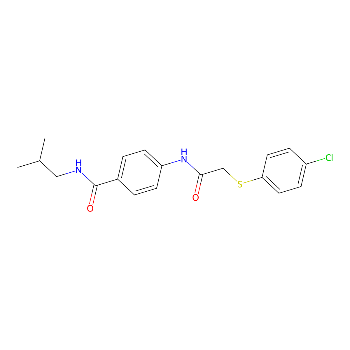 4-[[2-(4-chlorophenyl)sulfanylacetyl]amino]-N-(2-methylpropyl)benzamide molecular structure, CAS 831236-76-1