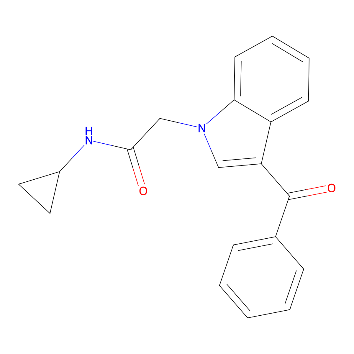 2-(3-benzoylindol-1-yl)-N-cyclopropylacetamide molecular structure, CAS 831236-82-9